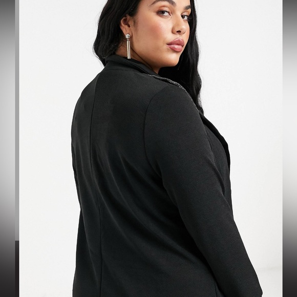 Junarose by Vera Moda Black Silver Embellished Shoulder Western Blazer - Picture 2 of 16